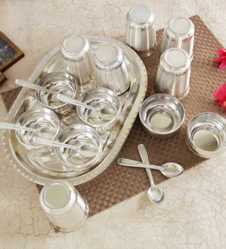 Silver Plated Bowl Set With Tray